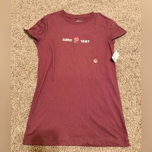 Aeropostale Maroon Rose Tee